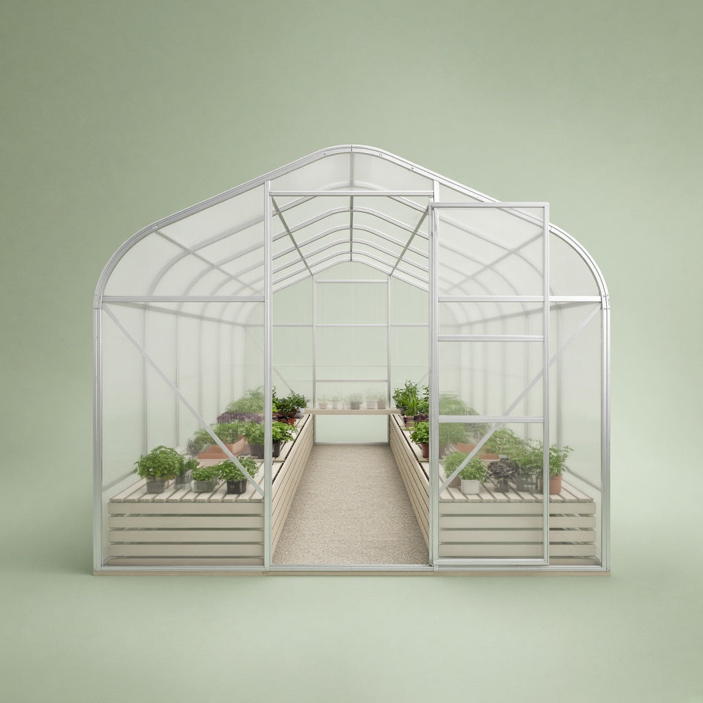 8x12 Backyard Greenhouse Kit, Hillside Greenhouse